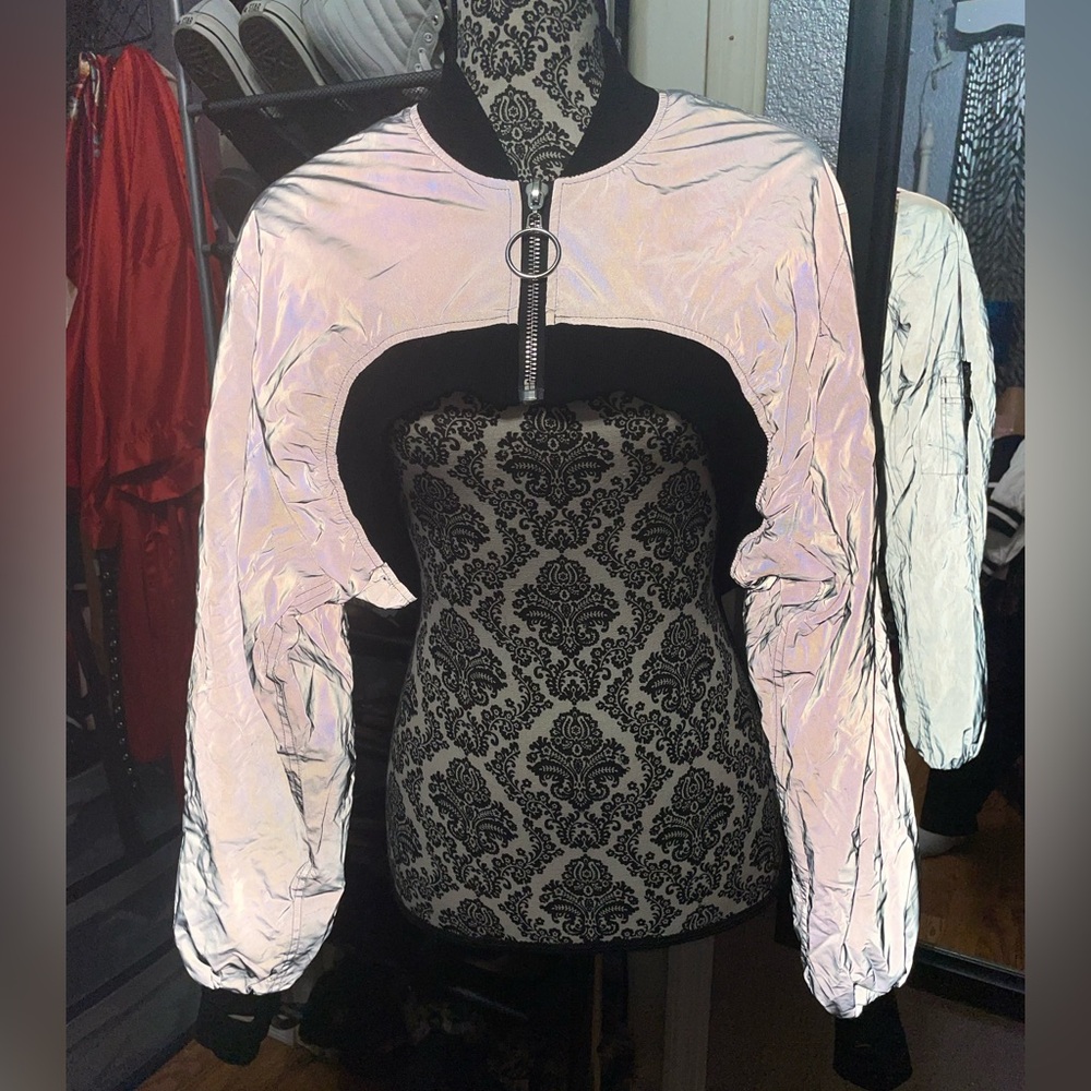 Reflective Cropped Zip Up Jacket - image 1